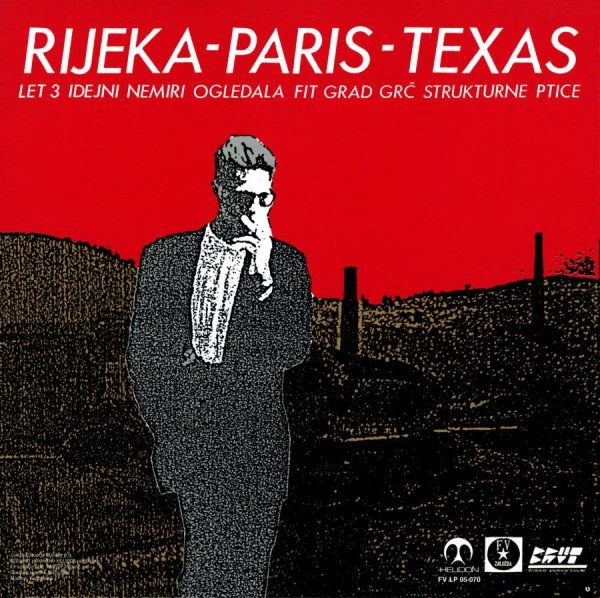 Omotnica kompilacije Rijeka - Paris - Texas, NEP / Nova Evropa (dizajn: Dejan Kršić), Dallas / Helidon, 1987.